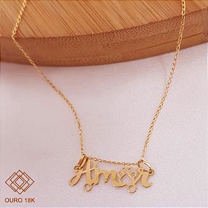 Kit Cordão Ouro 18k + Pingente Amor Ouro 18k