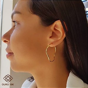 Brinco Argola Ondas Ouro 18k