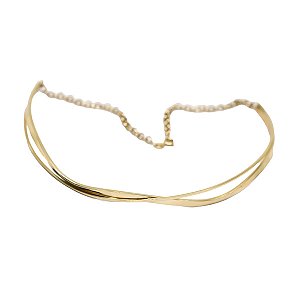 Gargantilha Choker Ondas Ouro 18k