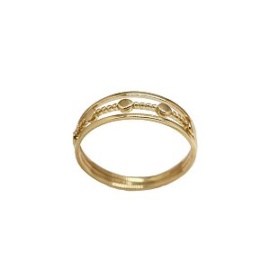 Anel Vazado Esferas Ouro 18k