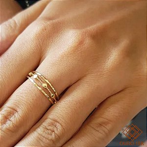 Anel Vazado Esferas Ouro 18k