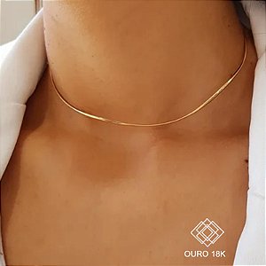 Gargantilha Choker Ondas Ouro 18k