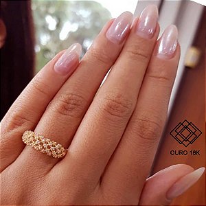 Anel Aparador Ouro 18k Diamante Cultivado