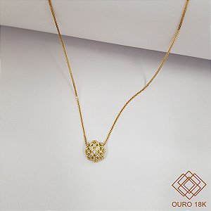 Kit Cordão Ouro 18k + Pingente Chuveiro Rainha Ouro 18k