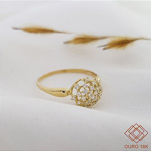 Anel Chuveiro Ouro 18k Zircônias