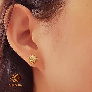 Brinco Chuveiro Rainha Ouro 18k Zircônias
