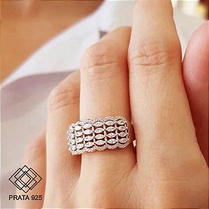 Anel Prata 925 Zircônias
