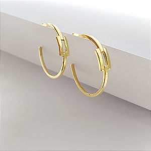 Brinco Meia Argola Ouro 18k