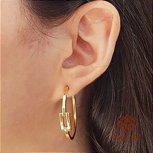 Brinco Meia Argola Ouro 18k