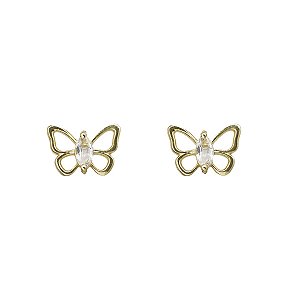 Brinco Infantil Borboleta Ouro 18k Topázio