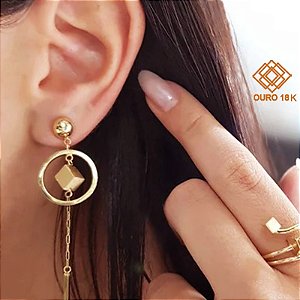 Brinco Geométrico Ouro 18k