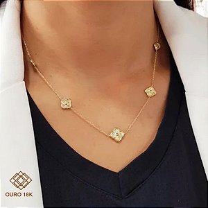 Gargantilha Trevo Ouro 18k