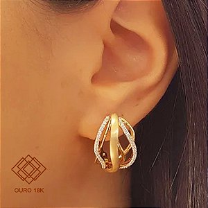 Brinco Argola Ouro 18k Diamante Cultivado