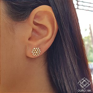 Brinco Chuveiro Rainha Ouro 18k Brilhante Moissanite