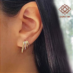 Brinco Aros Ouro 18k Diamante Cultivado