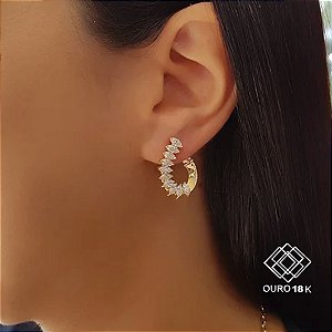 Brinco Navete Ouro 18k Diamante Laboratório