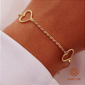 Pulseira Corações Ouro 18k