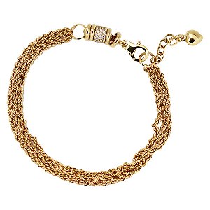 Pulseira Cabo de Aço Ouro 18k Zircônia