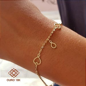 Pulseira Corações Ouro 18k