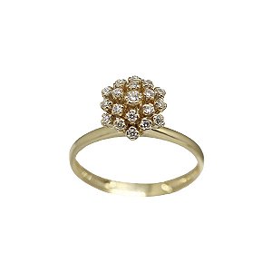 Anel Chuveiro Rainha Ouro 18k e Moissanite