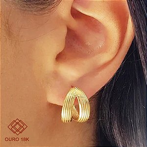 Brinco Meia Argola Ouro 18k