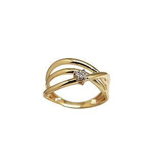 Anel Ouro 18k Diamante Natural