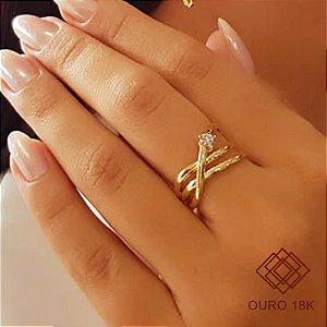 Anel Ouro 18k Diamante Natural