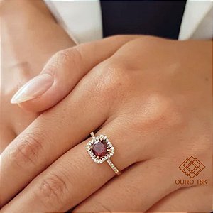 Anel Granada Ouro 18k