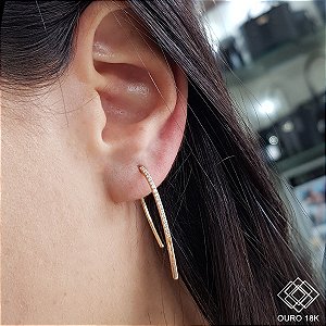 Brinco Anzol Ouro 18k Brilhante Moissanite