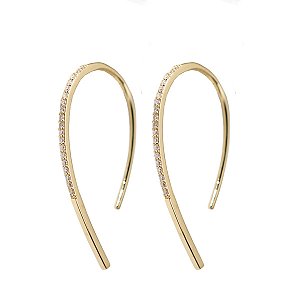 Brinco Anzol Ouro 18k Diamante Cultivado