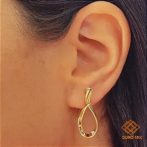 Brinco Gota Ouro 18k Diamante