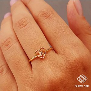 Anel Coração Topázio Ouro 18k