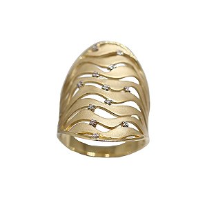 Anel Vazado Ouro 18k Zircônia