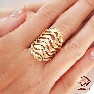 Anel Vazado Ouro 18k Zircônia