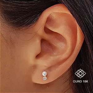 Brinco Infantil Pérola Ouro 18k