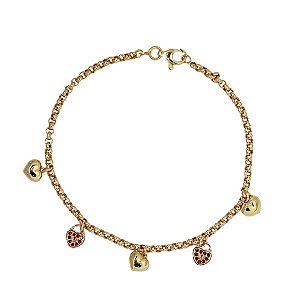 Pulseira Cadeado Coração Ouro 18k