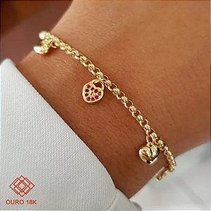 Pulseira Cadeado Coração Ouro 18k