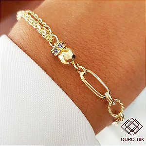 Pulseira Elos Ouro 18k Zircônia