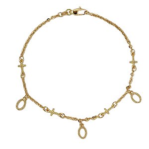 Pulseira Cruz Esferas Ouro 18k