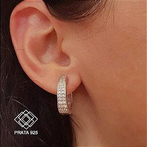 Brinco Argola Prata 925 Zircônias