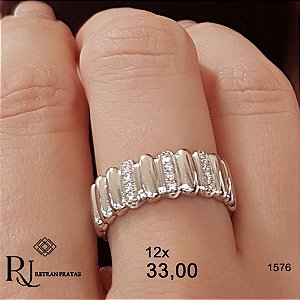 Anel Prata 925 Zircônias
