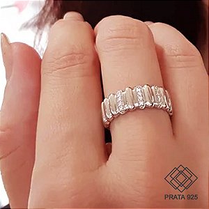 Anel Prata 925 Zircônias