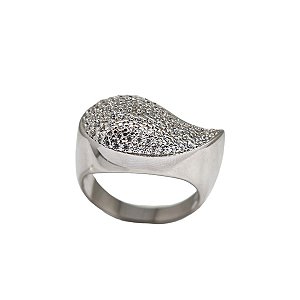 Anel Gota Prata 925 Zircônias
