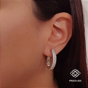 Brinco Argola Prata 925 Zircônias