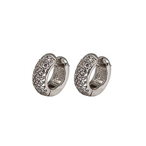 Brinco Argola Prata 925 Zircônias