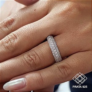 Anel Aparador Prata 925 Zircônias