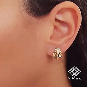 Brinco Meia Argola Ouro 18k Zircônia