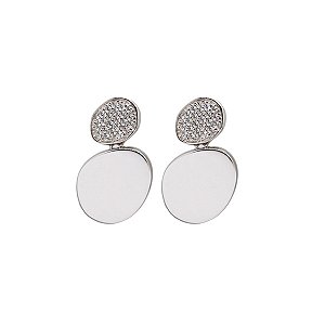 Brinco 2 Círculos Prata 925 Zircônias