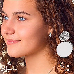 Brinco 2 Círculos Prata 925 Zircônias