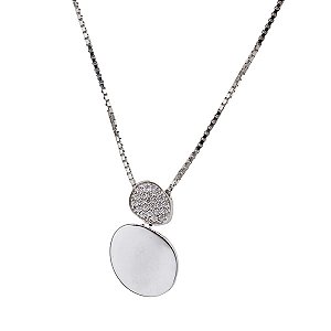 Gargantilha 2 Círculos Prata 925 Zircônias